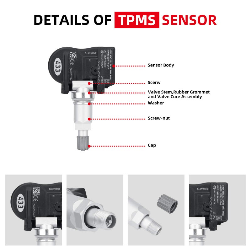 SEINECA 4-Pack 56029527AA 433MHz Tire Pressure Monitoring System (TPMS) Sensor Compatible with Dodge Charger Journey Grand Caravan Magnum Routan Chrysler 300 Sebring Town & Country - Image 5